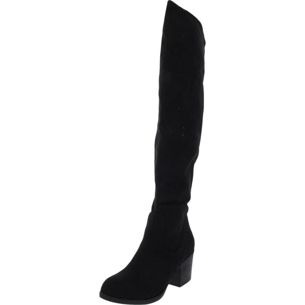 Journee Collection Black Over-the-Knee Block Heel Boots